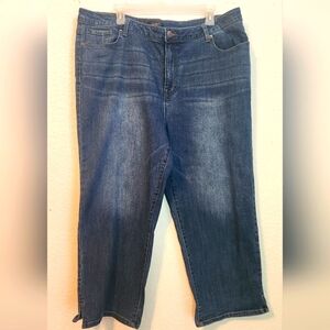 Daily Thread Mid-Rise Cropped‎ Flare Blue Denim Jeans, Size 18W